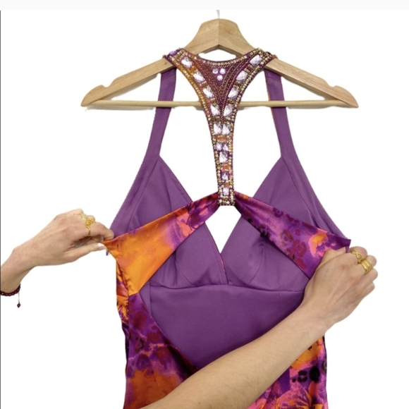 XSCAPE Joanna  Chen Racer Back Mermaid Dress Gown Size 8 - Picture 8 of 12